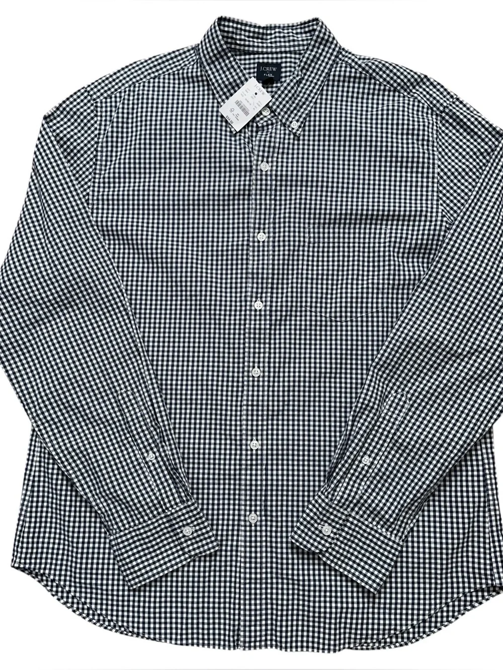 J.Crew Flex Shirt Mens Size XL Long Sleeve Button Gingham Check Blue NEW
